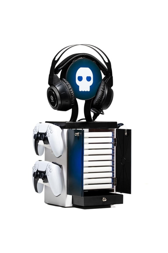 PS5 Inspired Gaming Locker, Controller Holder, Headset Stand for PS5, Xbox Series X|S, Nintendo Switch - Official Numskull Merchandise