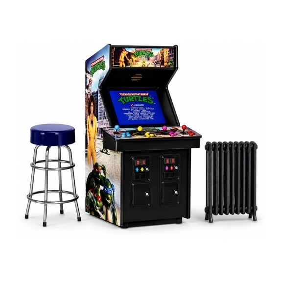 Numskull Quarter Arcades Teenage Mutant Ninja Turtles Mini Arcade Bundle with Bar Stool and Radiator