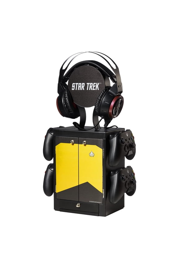 Star Trek Yellow Gaming Locker, Controller Holder, Headset Stand for PS5, Xbox Series X S, Nintendo Switch - Official Star Trek Merchandise