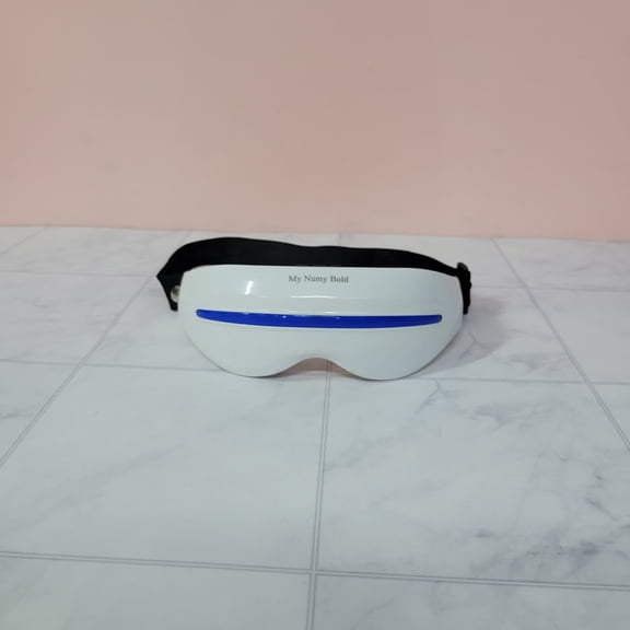 My Numy Bold Massage Apparatus, Electric Eye Massage Apparatus, Vibration Eye Massager with Adjustable Strap for Eye Strain Relief, Portable Eye Care Massager for Home Office Travel