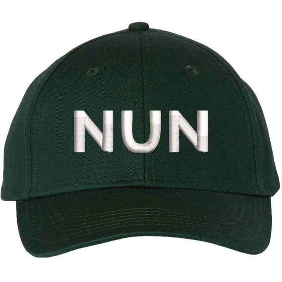 Nun Embroidered Baseball Cap | Sister Holy Women Text Church Christian Structured Hat (Forest/White)