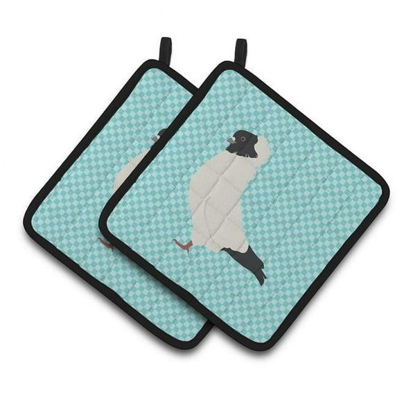 Nun Pigeon Blue Check Pair of Pot Holders - Blue