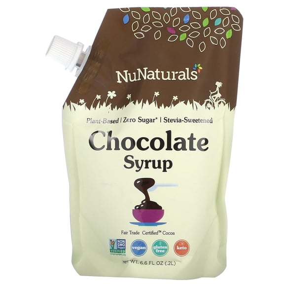 Nunaturals Chocolate Syrup Pourable, 6.6 Oz