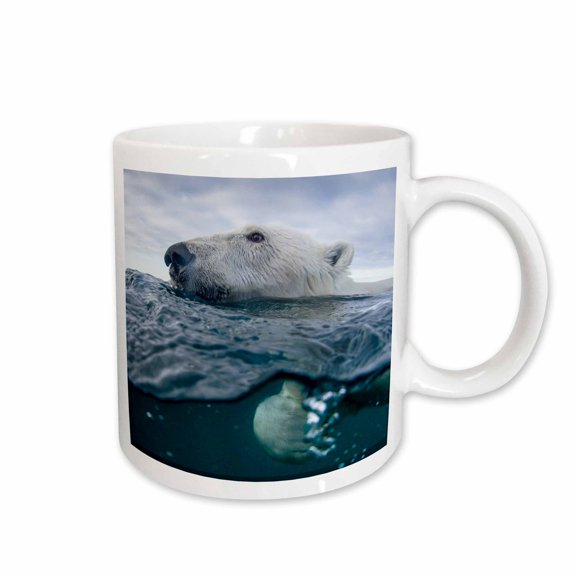 3drose, Nunavut Territory, Underwater, Polar Bear Swimming, 11oz Mug