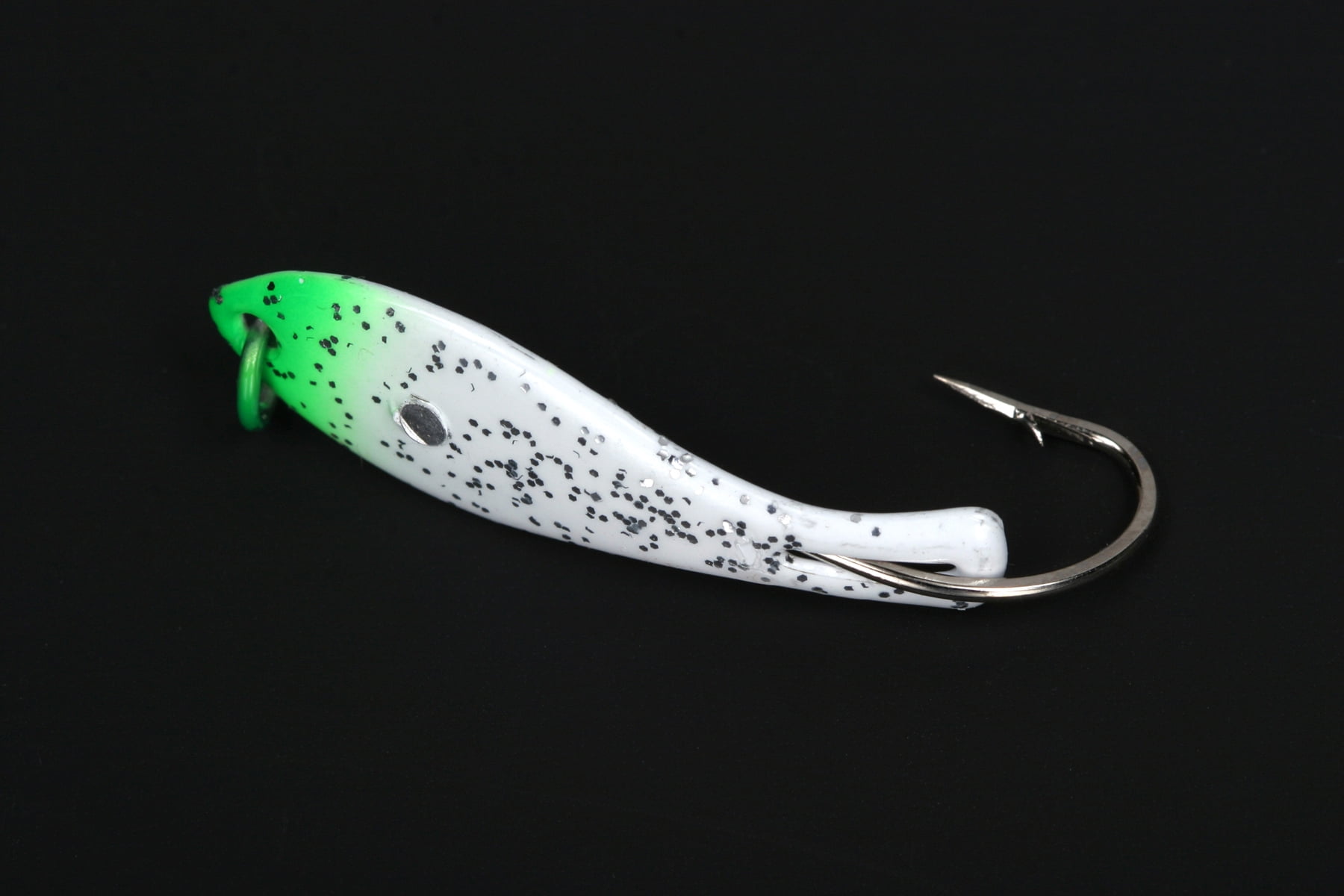 Nungesser 1 1/2 Saltwater Painted Shad Spoon Fishing Lure, Green & White,  1/16 oz., 30GLO-2GW