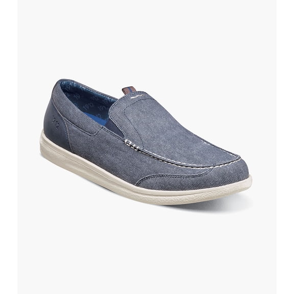 Nunn Bush Brewski Canvas Men's Moc Toe Venetian Slip On, Navy, 10