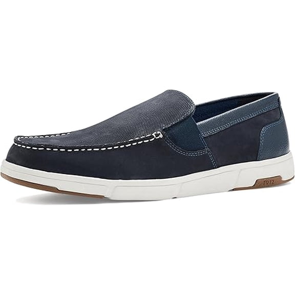 Nunn Bush Men's Luca Moccasin Toe Venetian Leather Slip-On Lightweight Comfortable Loafers, Navy