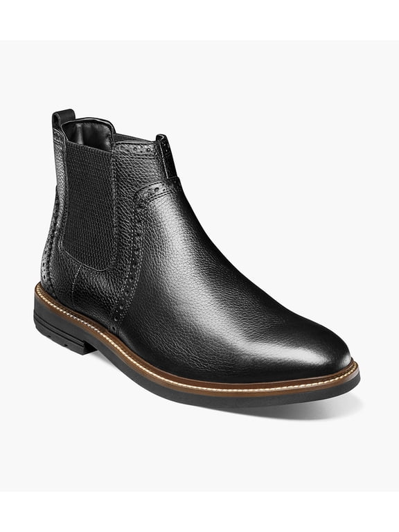 Otis II Plain Toe Chelsea Boot, Black Tumbled, 14