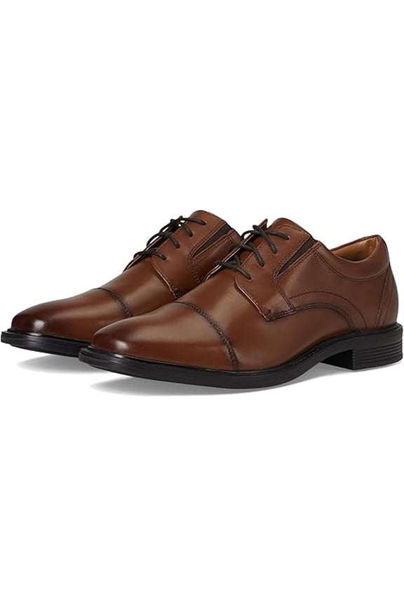 Men's Stark Cap Toe Oxford Leather Business Formal Derby Dress Casual Lace-Up, Cognac, 9 w