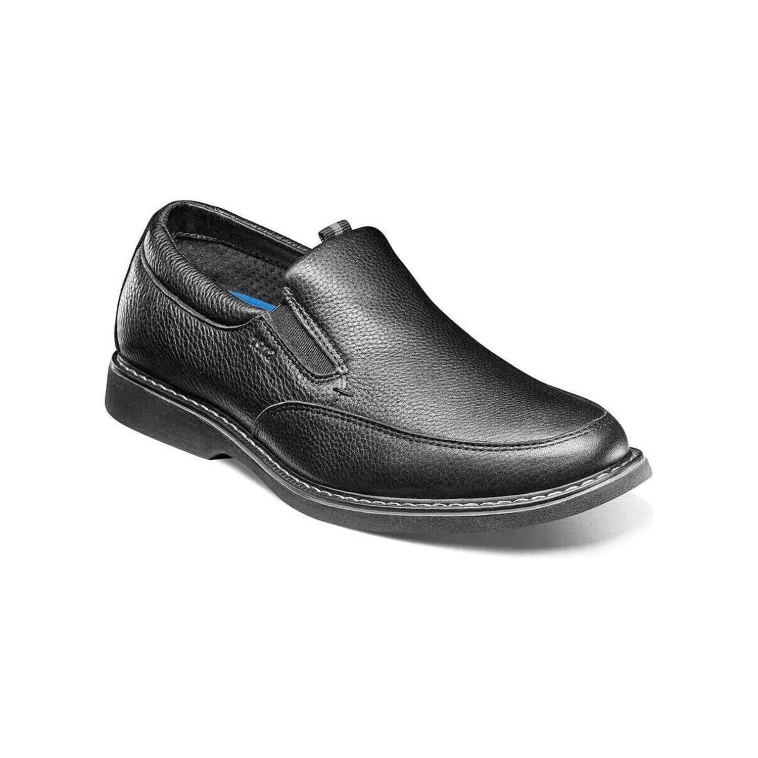 Nunn Bush® Otto Men's Leather Slip On Shoes Color: Black Tumbled Size ...