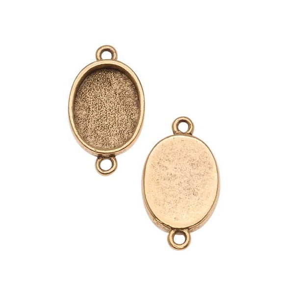 Nunn Design Antiqued 24kt Gold Plated Bezel Pendant Oval Link 14x10mm