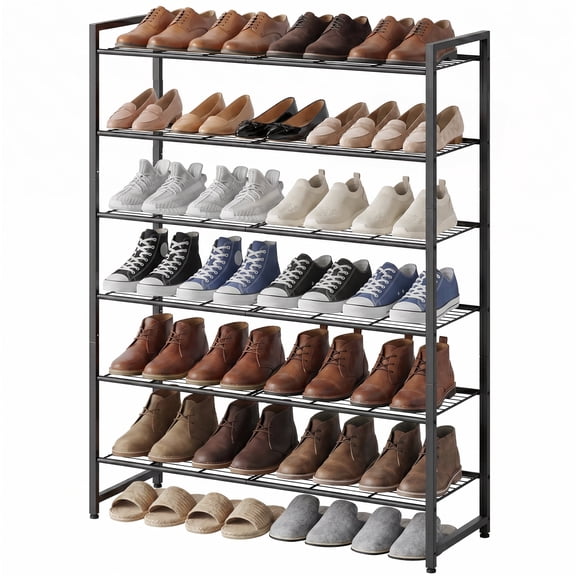 Nunsino Shoe Rack for Closet, 6 Tier Metal Shoe Organizer Holds Up to 30 Pairs, Shoe Storage Rack for Entryway, Garage, Bedroom, Black