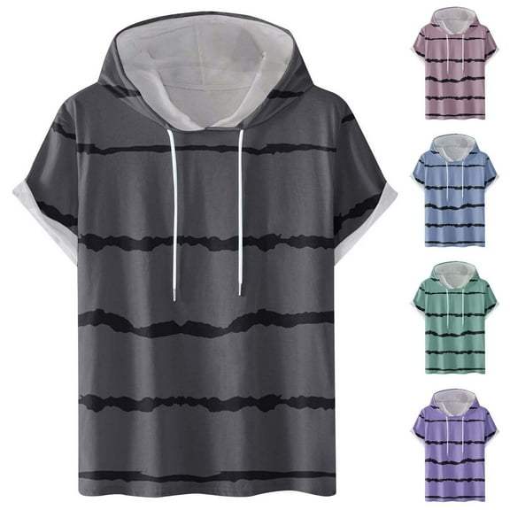 NuoCaiYun Athletic Pullover Tops Men'S Short Sleeve Hoodies Lightweight Soft Hooded T-Shirt Lightweight Sweatshirts