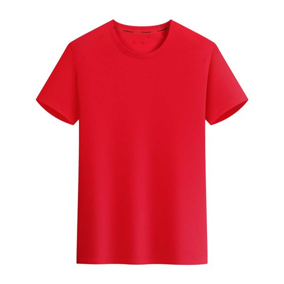NuoCaiYun Elastic Sports Tops for Man Solid-Color Casual Short Sleeved Round-Neck Blouses Summer
