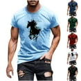 thumbnail image 1 of NuoCaiYun Fashionable Tops for Men Casual Printed Short Sleeve Round Neck Summer Fall Blouses, 1 of 5