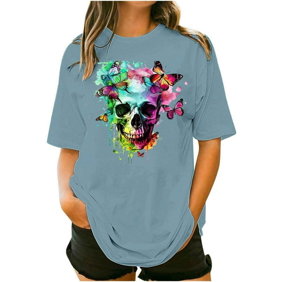 NuoCaiYun Fashionable Women'S Plus Size Graphic Tees Short Sleeve O Neck T Shirt Casual Summer Tops