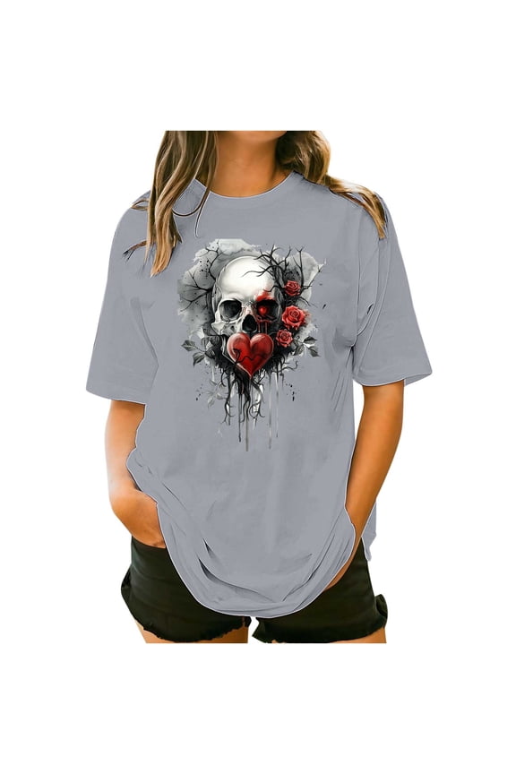 Fashionable Women'S Plus Size Graphic Tees Short Sleeve O Neck T Shirt Casual Summer Tops