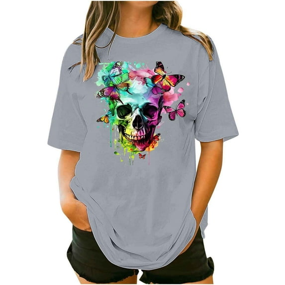 NuoCaiYun Fashionable Women'S Plus Size Graphic Tees Short Sleeve O Neck T Shirt Casual Summer Tops