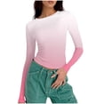 thumbnail image 1 of NuoCaiYun Long Sleeve Crop Tops for Women Going Out Crewneck Shirts Trendy Tie Dye Y2K Tight Workout Casual Dressy Blouses, 1 of 6