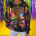 thumbnail image 1 of NuoCaiYun Mardi Gras Sweatshirt for Women Carnival Long Sleeve Pullover New Purple Yellow Green Tops, 1 of 6
