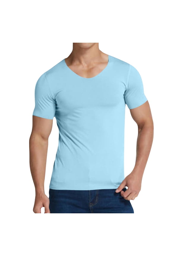 Men Athletic T Shirt, Mens V Neck Fitness Outdoor Tops Casual Short Sleeve Gym Workout Bodybuilding Muscle Tee Shirts
