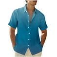 thumbnail image 1 of NuoCaiYun Men Button Shirts Casual Fashion Turndown Collar Gradient Print Short Sleeve Shirt Blouse, 1 of 4