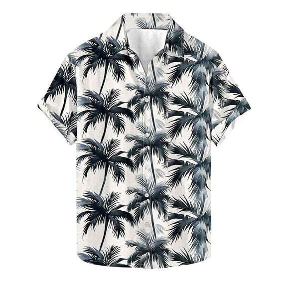 NuoCaiYun Men'S Fashion Casual Floral Print Hawaiian Shirt Short Sleeve Lapel Shirt Blouse