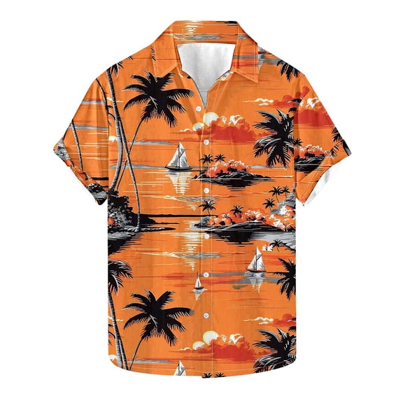 NuoCaiYun Men'S Fashion Casual Floral Print Hawaiian Shirt Short Sleeve Turndown Collar Shirt Blouse