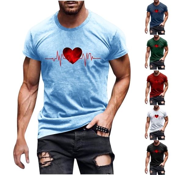 NuoCaiYun Men'S Graphic Tees Print Short Sleeve Crew Neck T Shirt Casual Fall Summer Tops Trendy Pullover