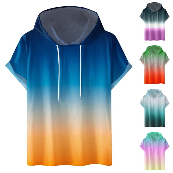 NuoCaiYun Men'S Short Sleeve Hoodies Lightweight Soft Hooded T-Shirt Athletic Pullover Tops Lightweight Sweatshirts