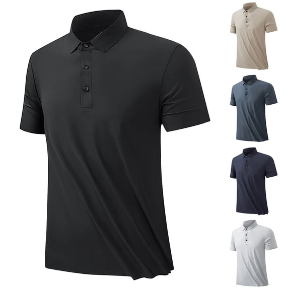 NuoCaiYun Men'S Summer Shirts Lapel Solid Button Daily Casual Outdoor T-Shirt