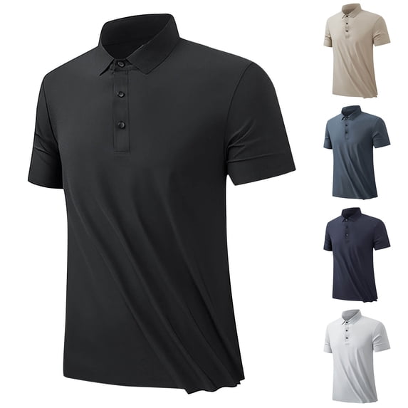 NuoCaiYun Men'S Summer Shirts Lapel Solid Button Daily Casual Outdoor T-Shirt