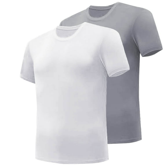 NuoCaiYun Men's 2Pcs Round Neck Solid Color Sports Bottom T-Shirt Short Sleeve Round-Neck Blouses