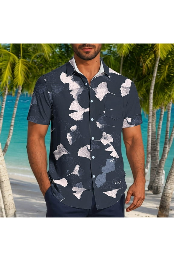 NuoCaiYun Mens Hawaiian Tropical Shirt Short Sleeve Casual Button Down Floral Summer Beach Shirts