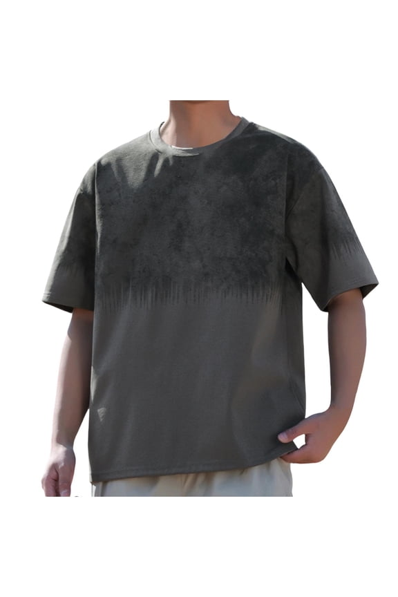 Mens Oversized Casual T-Shirts Summer Quick Dry Short Sleeve Tee Tie Dye Crew Neck Tops Loose Fit Workout Gym Shirts