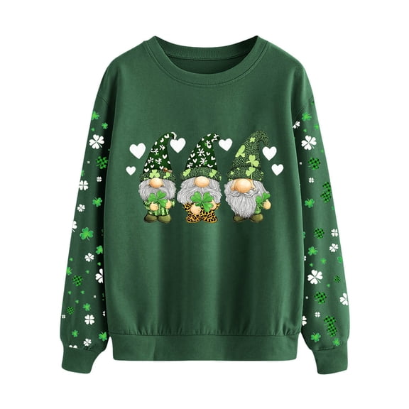 NuoCaiYun Patricks Sweatshirts Women's Printed Fashionable Loose Casual Long Sleeved Top Regular Sleeve Hooded Sweatshirt