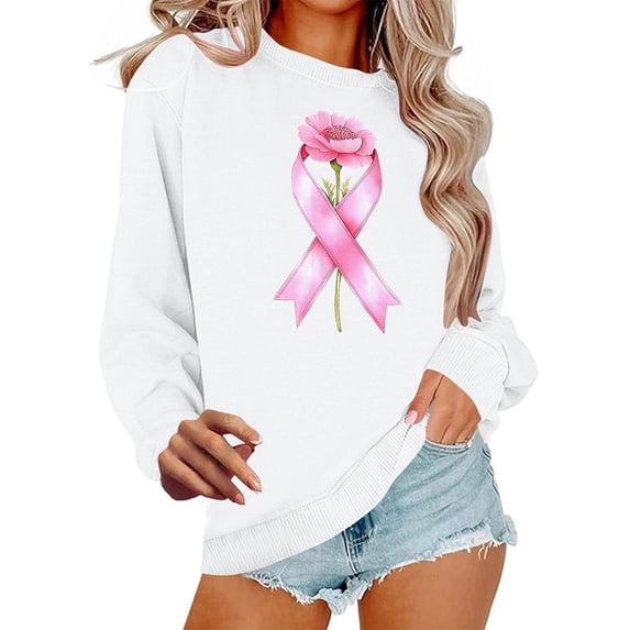 NuoCaiYun Polyester Top for Women, Women'S Long-Sleeve Round Neck Pullover Casual Printed Loose Sweatshirts