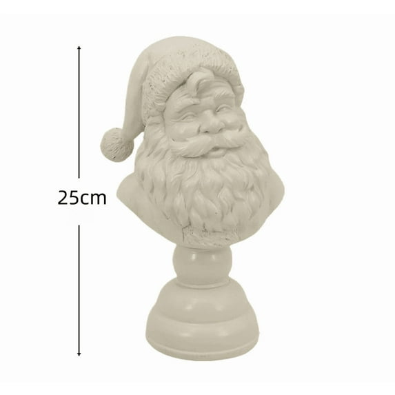 NuoCaiYun Santa Bust Christmas Tabletop Decoration, 9.8 Inch White Resin Holiday Figurine, Vintage Santa Claus Statue for Mantel, Shelf, Entryway & Elegant Festive Home Decor Gift