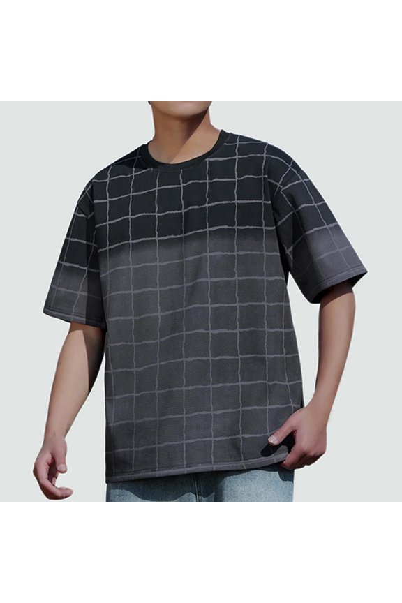 Short Sleeve Shirts for Men Big and Tall Quick Dry Workout Gym Tops Summer Pliad Round Neck Running Tee Shirt