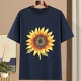 thumbnail image 1 of NuoCaiYun Spring Summer Loose Tops Women'S Fashion Casual Everyday Daisy Print Crew Neck Short Sleeve T-Shirt, 1 of 5