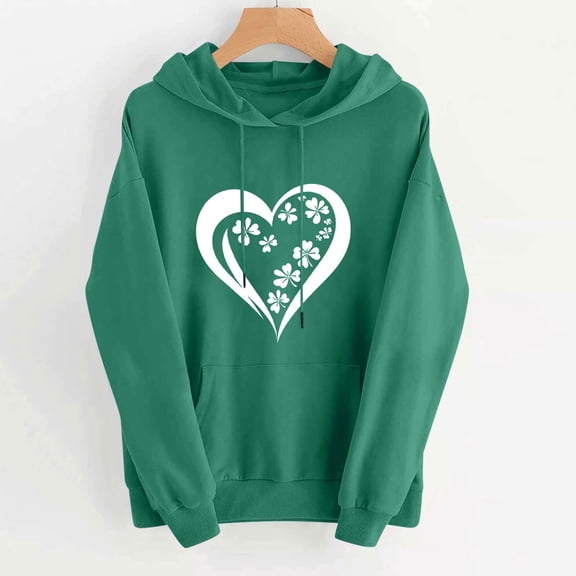 NuoCaiYun St. Patrick's Day Hoodies for Women Funny Graphic Print Long Sleeve Hooded Drawstring Pullover Sweatshirts with Pocket