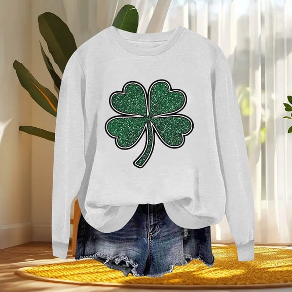 NuoCaiYun St. Patrick's Day Sweatshirts for Women Long Sleeved Round Neck Fashionable Casual Hooded Sweatshirt Tops