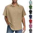 thumbnail image 1 of NuoCaiYun Summer Outerwear Vacation Beach Shirts for Men Casual Button-Down Shirt Short-Sleeved Textured Shirt, 1 of 6