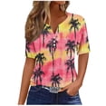 thumbnail image 1 of NuoCaiYun Summer Shirt T-Shirt, Women'S Hawaiian-Style Print Short Sleeve V-Neck Button-Up Pullover Fashionable Tops, 1 of 6