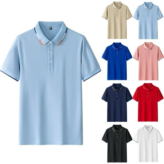 NuoCaiYun Summer Tops Men'S Fashion Comfy Solid Colord Short Sleeve Turndown Collar Regular Casual Shirt