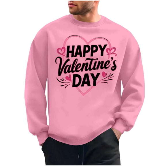 NuoCaiYun Sweatshirt Men's Crew Neck Fashion Valentine's Day Print Tops Long Sleeve Casual Loose Comfort Pullover