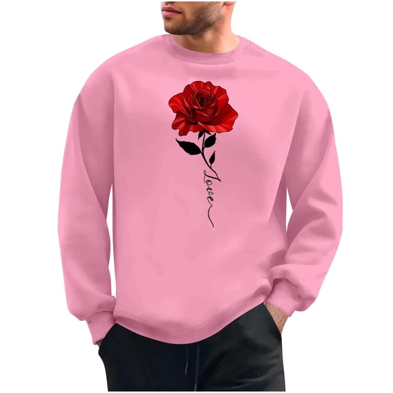 NuoCaiYun Sweatshirt for Men Fashion Valentine's Day Print Pullover Long Sleeve Crew Neck Casual Loose Comfort Tops