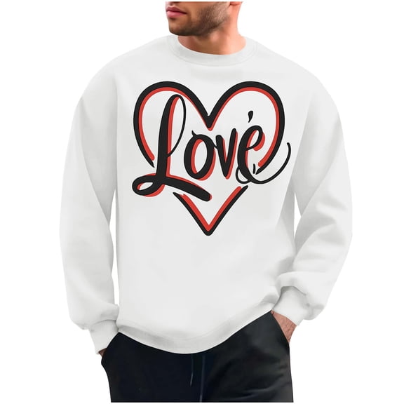 NuoCaiYun Sweatshirt for Men Fashion Valentine's Day Print Pullover Long Sleeve Crew Neck Casual Loose Comfort Tops
