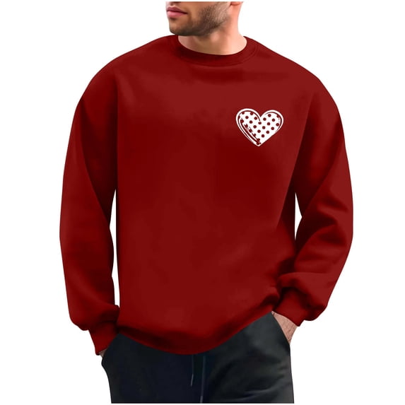 NuoCaiYun Sweatshirts Men's Crew Neck Fashion Valentine's Day Print Long Sleeve Casual Loose Comfort Pullover Tops