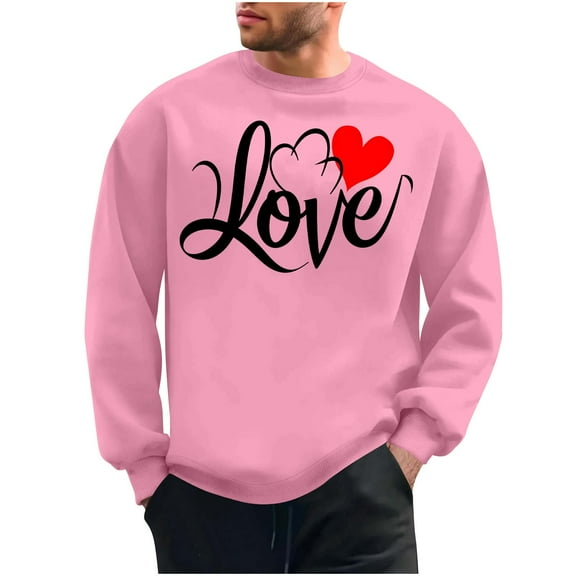 NuoCaiYun Sweatshirts Men's Crew Neck Fashion Valentine's Day Print Long Sleeve Casual Loose Comfort Pullover Tops